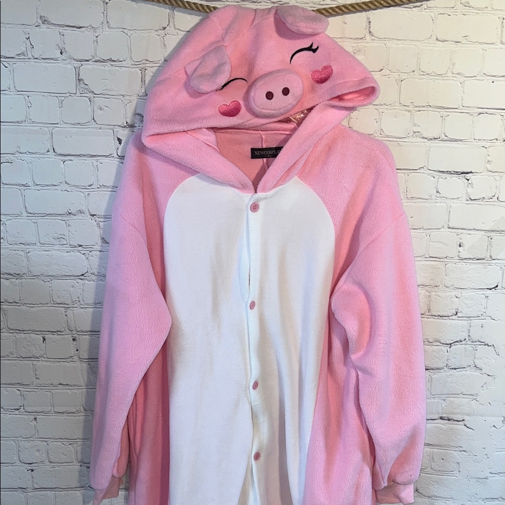 Small Newcosplay Pink Pig Hooded Onesie with tail. Oversized. NWT.